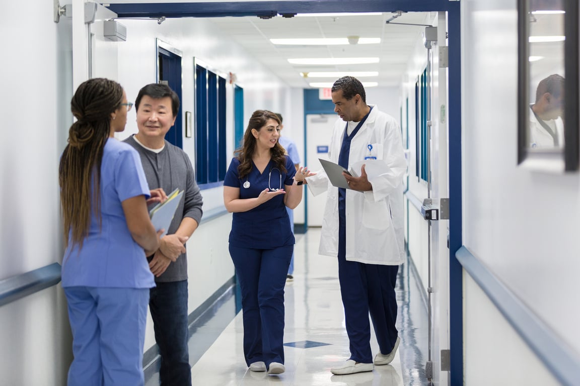 Busy hospital corridor